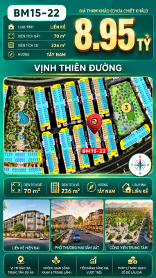 Nhà Phố Liền Kề BM15-22 Vinhomes Global Gate Hạ Long Xanh 8.95 tỷ