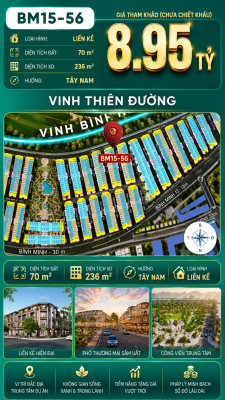 Nhà Phố Liền Kề BM15-56 Vinhomes Global Gate Hạ Long Xanh 8.95 tỷ