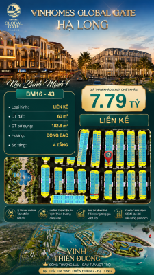 Nhà Phố Liền Kề BM16-43 Vinhomes Global Gate Hạ Long Xanh 7.79 tỷ