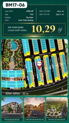 Nhà Phố Liền Kề BM17-06 Vinhomes Global Gate Hạ Long Xanh 10.29 tỷ