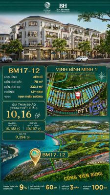 Nhà Phố Liền Kề BM17-12 Vinhomes Global Gate Hạ Long Xanh 10.16 tỷ