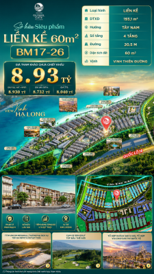 Nhà Phố Liền Kề BM17-26 Vinhomes Global Gate Hạ Long Xanh 8.93 tỷ