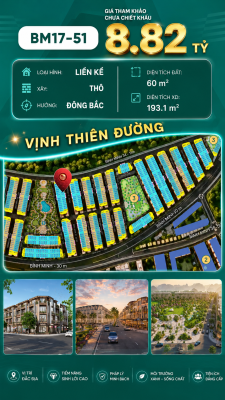 Nhà Phố Liền Kề BM17-51 Vinhomes Global Gate Hạ Long Xanh 8.82 tỷ