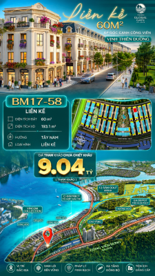 Nhà Phố Liền Kề BM17-58 Vinhomes Global Gate Hạ Long Xanh 9.04 tỷ