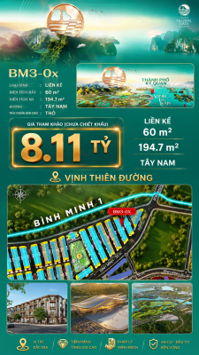 Nhà Phố Liền Kề BM3-06 Vinhomes Global Gate Hạ Long Xanh 8.11 tỷ