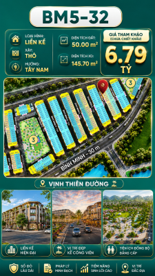 Nhà Phố Liền Kề BM5-32 Vinhomes Global Gate Hạ Long Xanh 6.79 tỷ