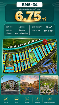 Nhà Phố Liền Kề BM5-34 Vinhomes Global Gate Hạ Long Xanh 6.75 tỷ