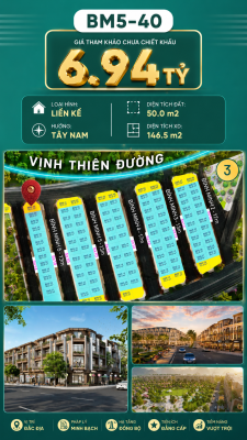 Nhà Phố Liền Kề BM5-40 Vinhomes Global Gate Hạ Long Xanh 6.94 tỷ