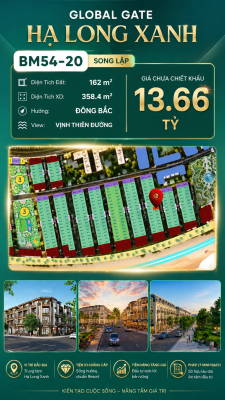 Biệt Thự Song Lập BM54-20 Vinhomes Global Gate Hạ Long Xanh 13.66 tỷ