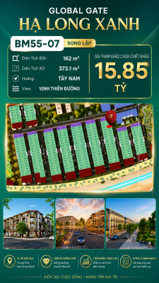 Biệt Thự Song Lập BM55-07 Vinhomes Global Gate Hạ Long Xanh 15.85 tỷ