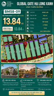 Biệt Thự Song Lập BM58-09 Vinhomes Global Gate Hạ Long Xanh 13.84 tỷ