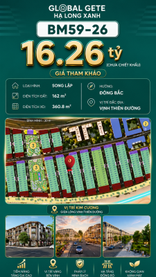 Biệt Thự Song Lập BM59-26 Vinhomes Global Gate Hạ Long Xanh 16.26 tỷ