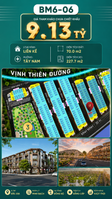 Nhà Phố Liền Kề BM6-06 Vinhomes Global Gate Hạ Long Xanh 9.13 tỷ