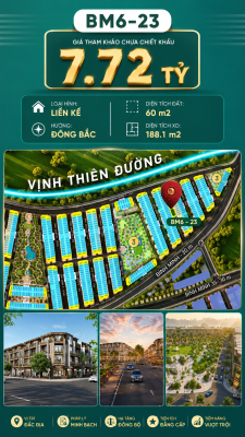 Nhà Phố Liền Kề BM6-23 Vinhomes Global Gate Hạ Long Xanh 7.72 tỷ