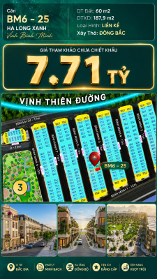 Nhà Phố Liền Kề BM6-25 Vinhomes Global Gate Hạ Long Xanh 7.71 tỷ