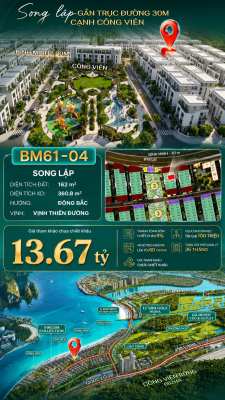 Biệt Thự Song Lập BM61-04 Vinhomes Global Gate Hạ Long Xanh 13.67 tỷ