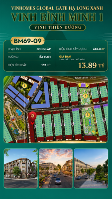 Biệt Thự Song Lập BM69-09 Vinhomes Global Gate Hạ Long 13.89 tỷ