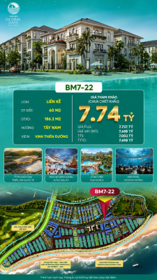 Nhà Phố Liền Kề BM7-22 Vinhomes Global Gate Hạ Long Xanh 7.74 tỷ