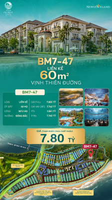 Nhà Phố Liền Kề BM7-47 Vinhomes Global Gate Hạ Long Xanh 7.80 tỷ