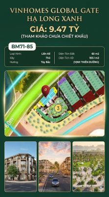 Liền Kề BM71-85 Vinhomes Global Gate Hạ Long Xanh 9.47 tỷ