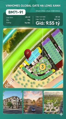 Liền Kề BM71-91 Vinhomes Global Gate Hạ Long Xanh 9.55 tỷ