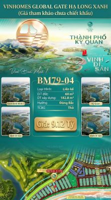 Liền Kề BM79-04 Vinhomes Global Gate Hạ Long Xanh 9.12 tỷ