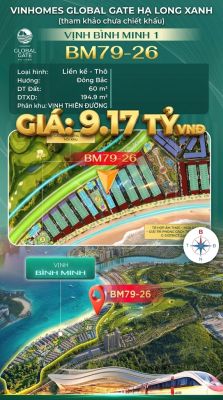 Liền Kề BM79-26 Vinhomes Global Gate Hạ Long Xanh 9.17 tỷ