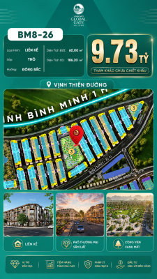 Nhà Phố Liền Kề BM8-26 Vinhomes Global Gate Hạ Long Xanh 9.73 tỷ