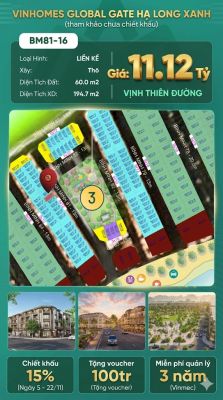 Liền Kề BM81-16 Vinhomes Global Gate Hạ Long Xanh 11.12 tỷ