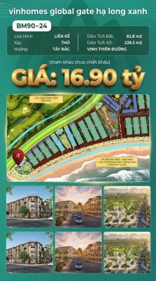 Liền Kề Góc 2MT BM90-24 Vinhomes Global Gate Hạ Long Xanh 16.98 tỷ