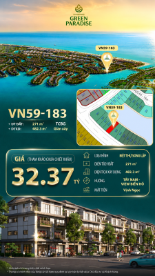 Song lập VN59-183 - View biển hồ Tây Nam mặt tiền Vịnh Ngọc