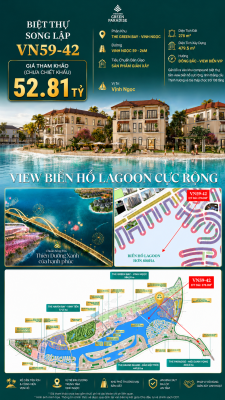 Song lập góc Vịnh Ngọc VN59-42 Green Paradise Cần Giờ - View hồ Lagoon