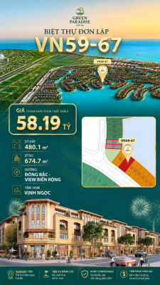 Đơn lập Vịnh Ngọc VN59-67 Green Paradise Cần Giờ - View biển rộng