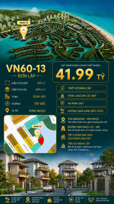 Song lập VN60-13 đơn lập, view Lagoon, giá 41.99 tỷ