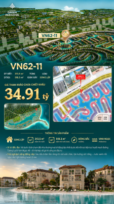 Song lập VN62-11 vị trí đẹp view biển hồ 800ha, giá 34.91 tỷ