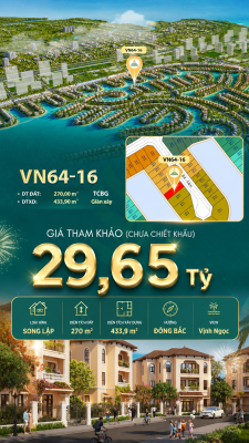 Song lập VN64-16 giá đẹp view biển hồ 800ha, giá 29.65 tỷ