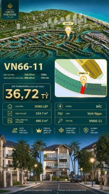 Song lập VN66-11 diện tích lớn view biển hồ 800ha, giá 36.72 tỷ
