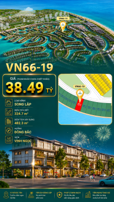 Song lập VN66-19 vị trí đẹp view biển hồ 800ha, giá 38.49 tỷ