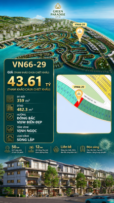 Song lập VN66-29 diện tích lớn view biển hồ 800ha, giá 43.61 tỷ