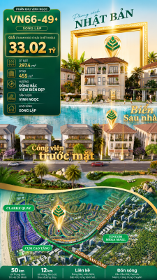 Song lập VN66-49 Clarke Quay, view biển hồ 800ha, giá 33.02 tỷ