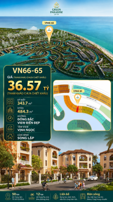 Song lập VN66-65 view biển hồ 800ha, diện tích lớn 343.7m², giá 36.57 tỷ
