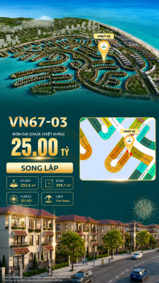 Song lập VN67-03 view biển rộng sau nhà, view biển hồ 800ha, giá 25 tỷ