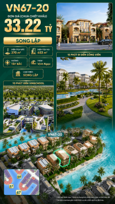 Song lập VN67-20 view biển rộng sau nhà, ngay đại học Vinschool, giá 33.22 tỷ