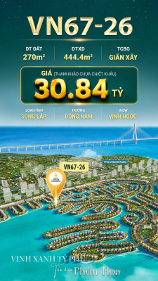 Song lập VN67-26 view biển rộng sau nhà, cạnh Vincom Plaza, giá 30.84 tỷ