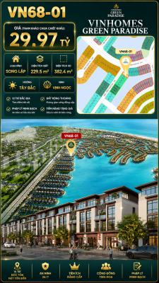 Song lập VN68-01 góc 2 mặt tiền, view biển rộng, giá 29.97 tỷ