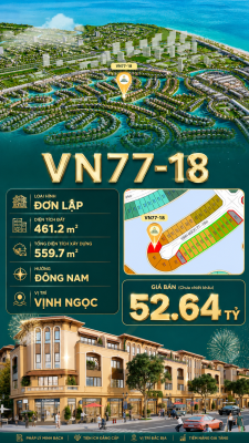 Đơn Lập VN77-18 view biển rộng sau nhà, giá 52.64 tỷ