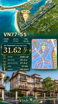 Song lập VN77-55 view biển rộng sau nhà, giá 31.62 tỷ