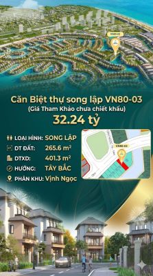 Song lập VN80-03 view biển hồ Lagoon 800ha, giá 32.24 tỷ