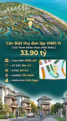 Đơn Lập VN81-13 view biển hồ 800ha, giá 33.9 tỷ