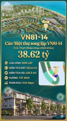 Đơn Lập VN81-14 view biển hồ 800ha, giá 38.62 tỷ